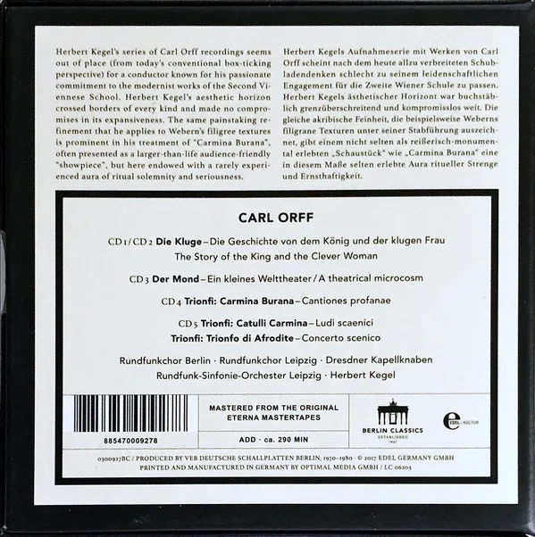 Carl Orff Edition: 1970-1980