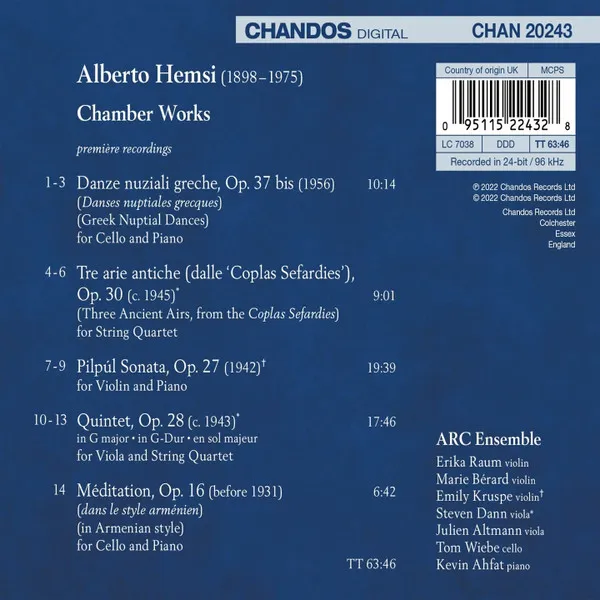 Chamber Works By Alberto Hemsi