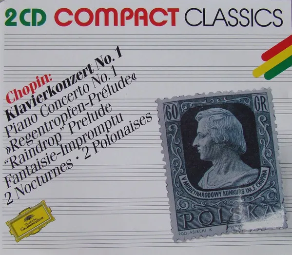 Klavierkonzert No. 1 = Piano Concerto No. 1 • "Regentropfen-Prélude" = "Raindrop" Prelude • Fantaisie-Impromptu • 2 Nocturnes • 2 Polonaises