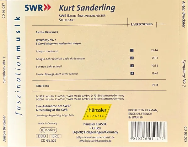 Symphony No. 7 E-Dur / E Major